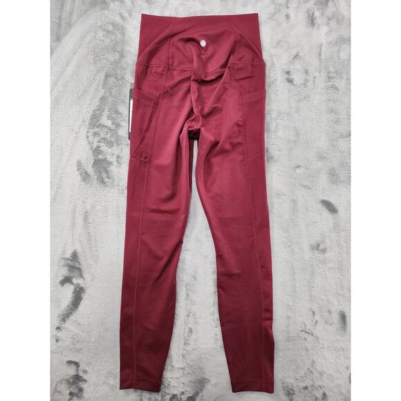 NEW Yogalicious Lux High Rise Ankle Leggings Size S Red Burnt Cranberry Stretch - Picture 2 of 12